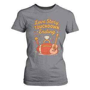 Love Story Touchdown Ending T Shirt For Women Football And Music Engagement TS02 Charcoal Print Your Wear