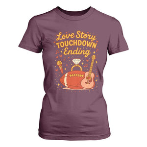 Love Story Touchdown Ending T Shirt For Women Football And Music Engagement TS02 Maroon Print Your Wear