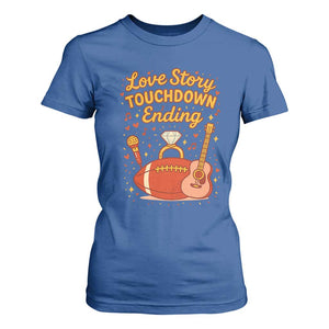 Love Story Touchdown Ending T Shirt For Women Football And Music Engagement TS02 Royal Blue Print Your Wear