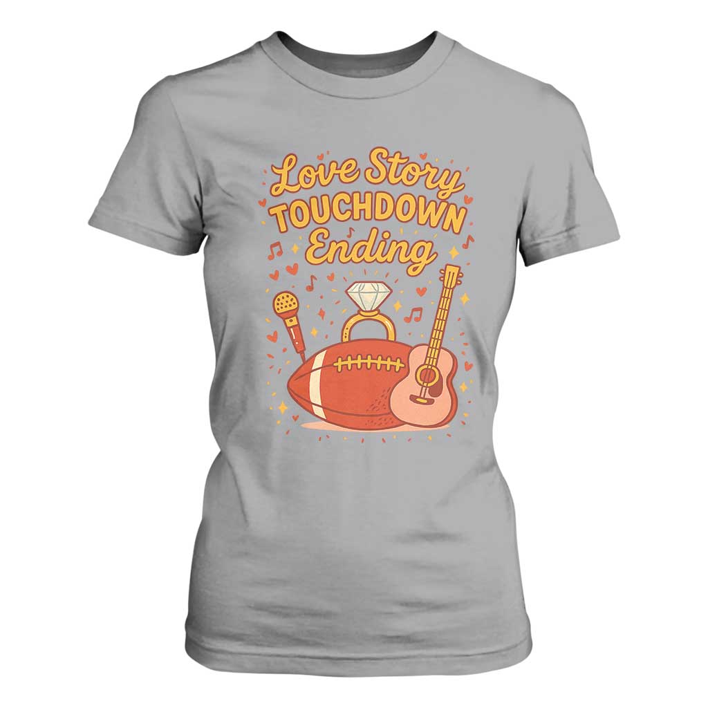 Love Story Touchdown Ending T Shirt For Women Football And Music Engagement TS02 Sport Gray Print Your Wear