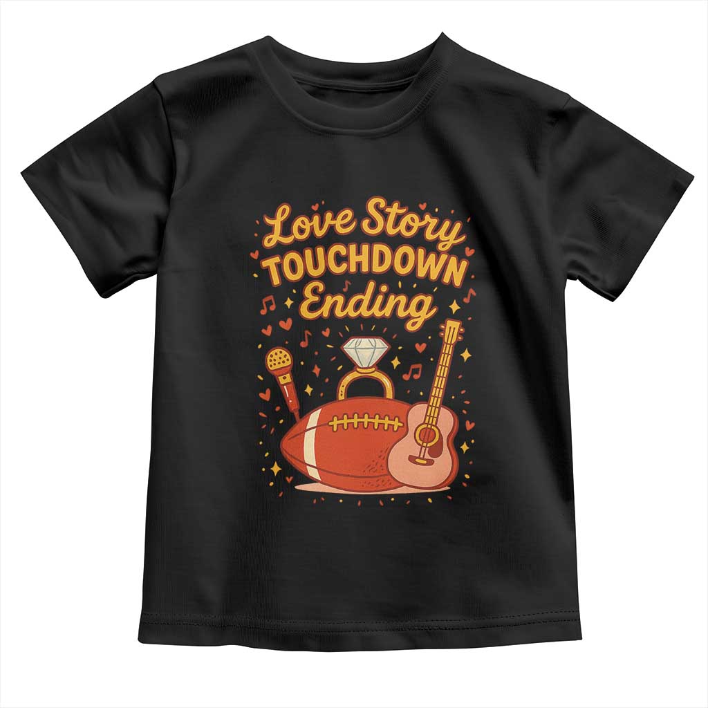 Love Story Touchdown Ending Toddler T Shirt Football And Music Engagement TS02 Black Print Your Wear