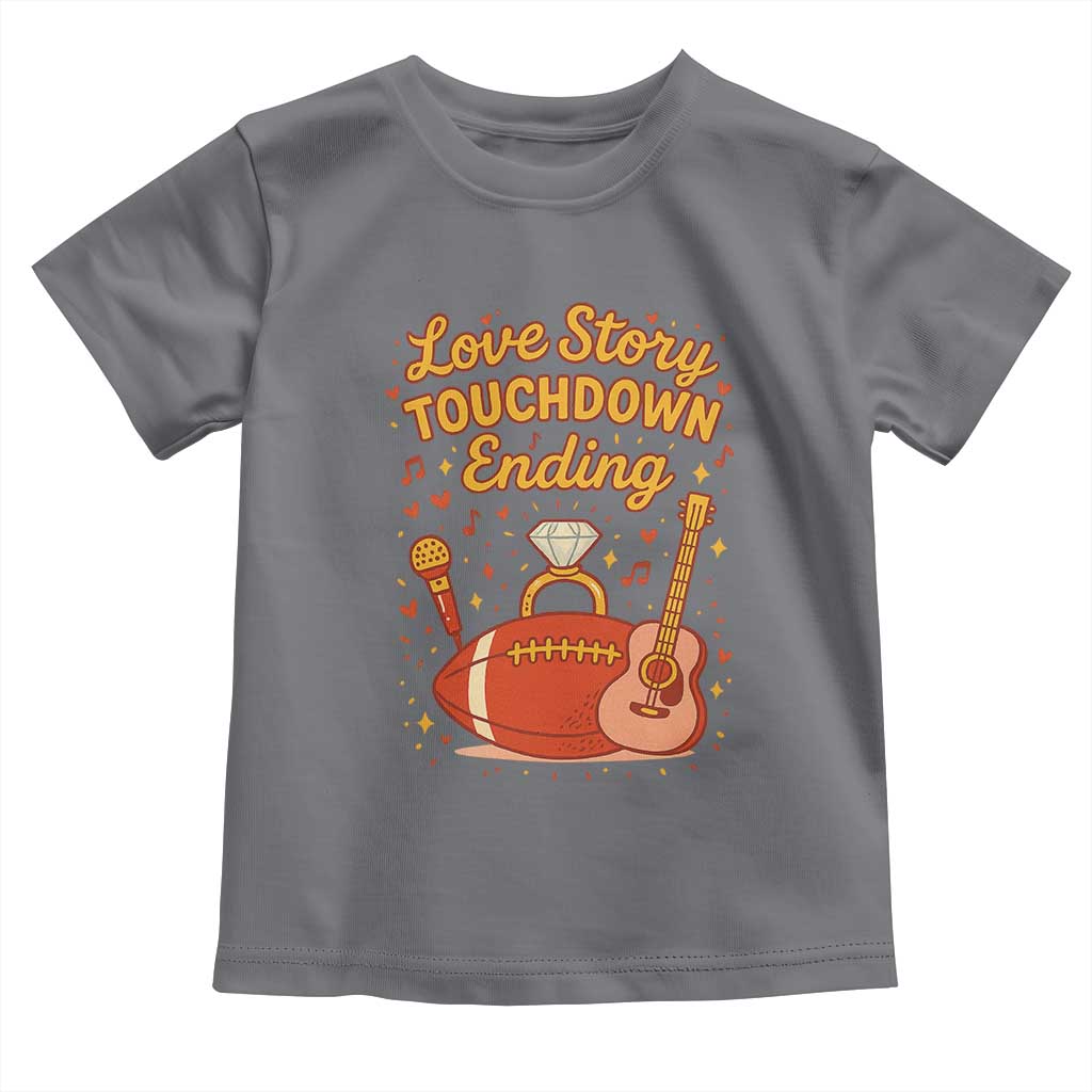 Love Story Touchdown Ending Toddler T Shirt Football And Music Engagement TS02 Charcoal Print Your Wear