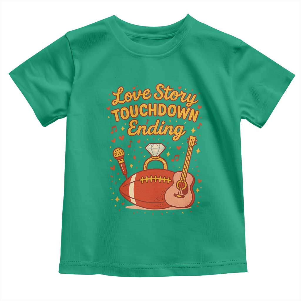 Love Story Touchdown Ending Toddler T Shirt Football And Music Engagement TS02 Irish Green Print Your Wear