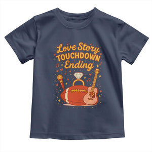 Love Story Touchdown Ending Toddler T Shirt Football And Music Engagement TS02 Navy Print Your Wear