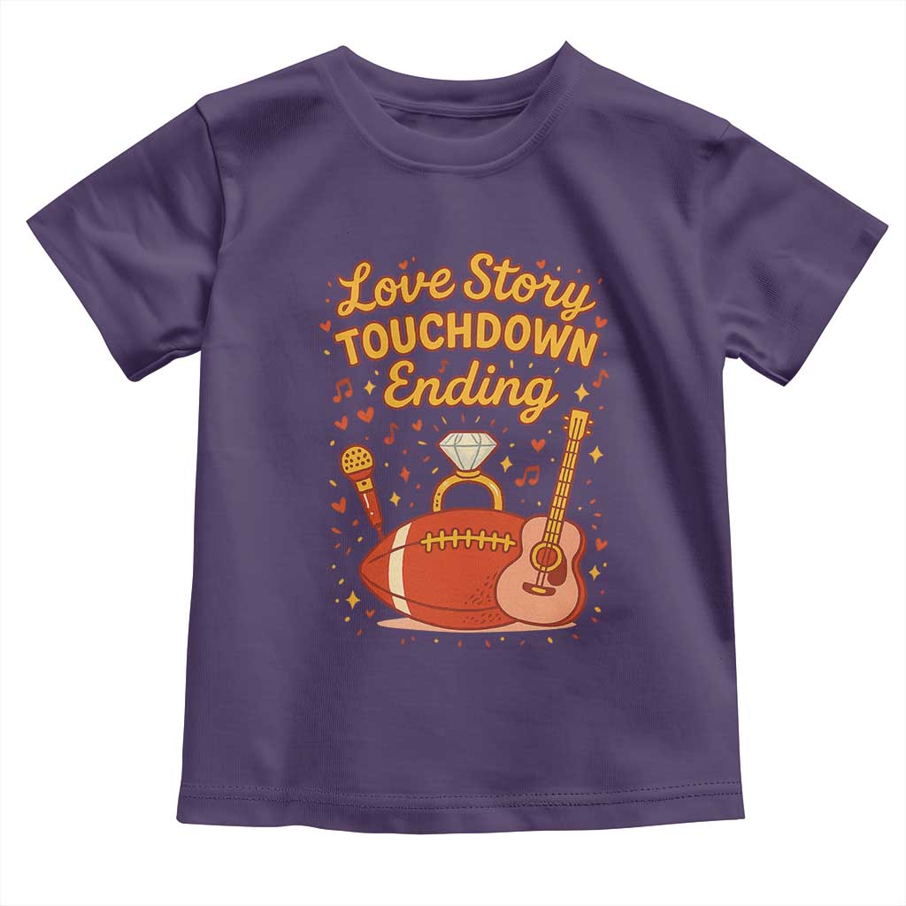 Love Story Touchdown Ending Toddler T Shirt Football And Music Engagement TS02 Purple Print Your Wear