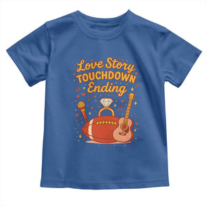 Love Story Touchdown Ending Toddler T Shirt Football And Music Engagement TS02 Royal Blue Print Your Wear