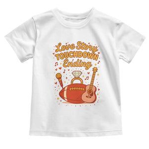 Love Story Touchdown Ending Toddler T Shirt Football And Music Engagement TS02 White Print Your Wear