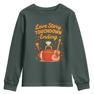 Love Story Touchdown Ending Youth Sweatshirt Football And Music Engagement TS02 Dark Forest Green Print Your Wear