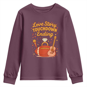 Love Story Touchdown Ending Youth Sweatshirt Football And Music Engagement TS02 Maroon Print Your Wear