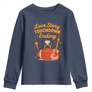 Love Story Touchdown Ending Youth Sweatshirt Football And Music Engagement TS02 Navy Print Your Wear