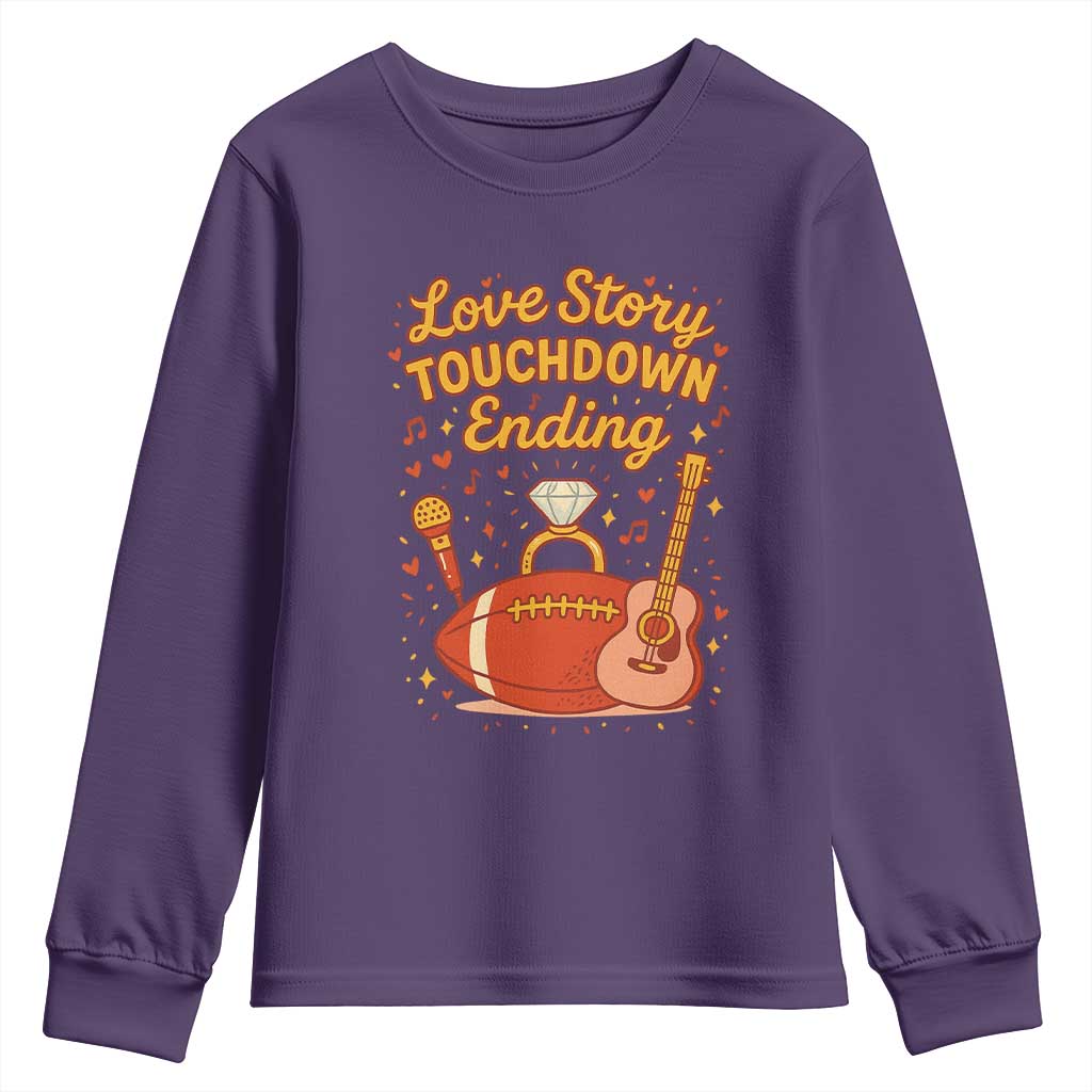 Love Story Touchdown Ending Youth Sweatshirt Football And Music Engagement TS02 Purple Print Your Wear