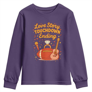 Love Story Touchdown Ending Youth Sweatshirt Football And Music Engagement TS02 Purple Print Your Wear