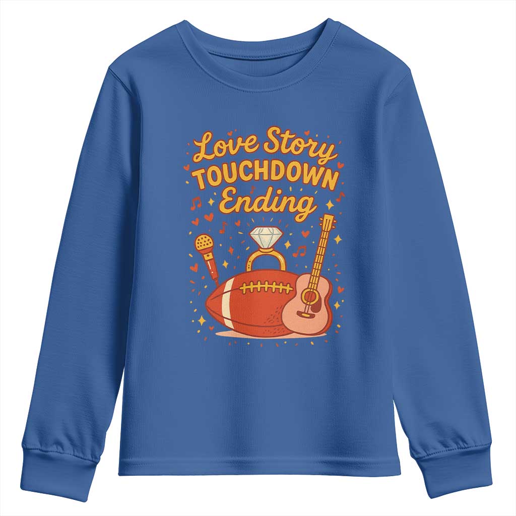 Love Story Touchdown Ending Youth Sweatshirt Football And Music Engagement TS02 Royal Blue Print Your Wear