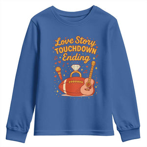 Love Story Touchdown Ending Youth Sweatshirt Football And Music Engagement TS02 Royal Blue Print Your Wear