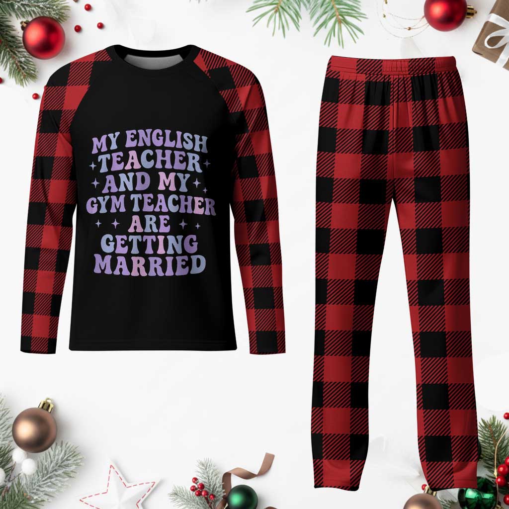 My English Teacher and Gym Teacher Are Getting Married Plaid Pajama Set Funny Retro Groovy Love Story TS02 Buffalo Plaid Print Your Wear