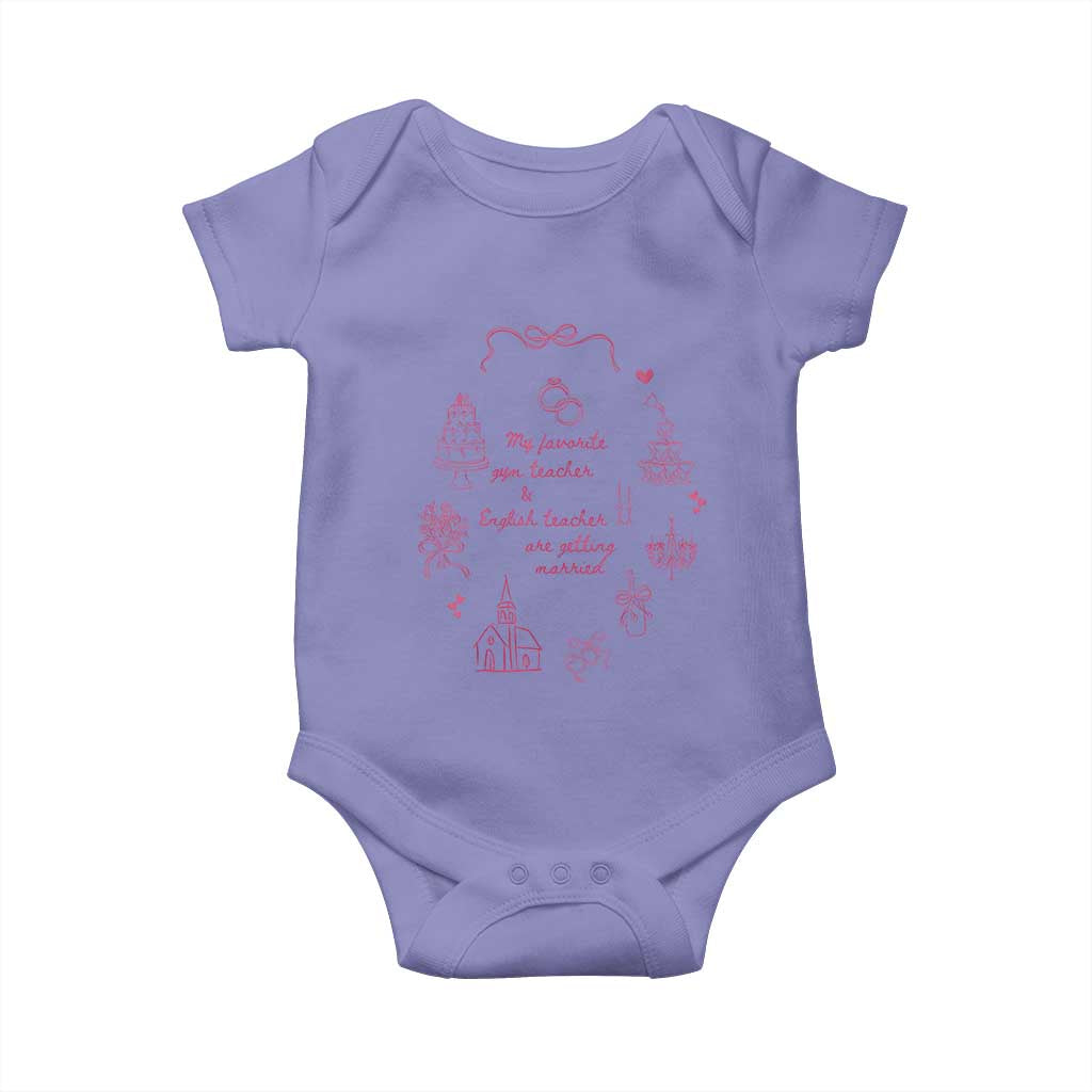 My Favorite Gym Teacher and English Teacher Are Getting Married Baby Onesie Retro Coquette Bow Wedding Love Story TS02 Violet Print Your Wear