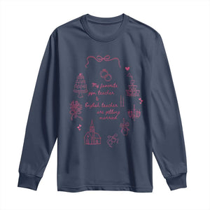 My Favorite Gym Teacher and English Teacher Are Getting Married Long Sleeve Shirt Retro Coquette Bow Wedding Love Story TS02 Navy Print Your Wear
