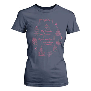 My Favorite Gym Teacher and English Teacher Are Getting Married T Shirt For Women Retro Coquette Bow Wedding Love Story TS02 Navy Print Your Wear