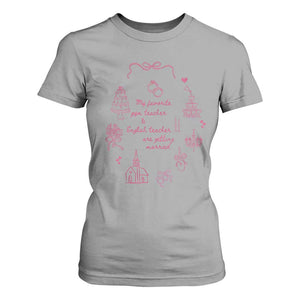 My Favorite Gym Teacher and English Teacher Are Getting Married T Shirt For Women Retro Coquette Bow Wedding Love Story TS02 Sport Gray Print Your Wear