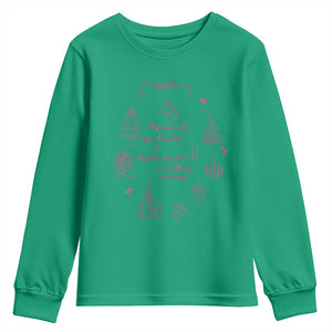 My Favorite Gym Teacher and English Teacher Are Getting Married Youth Sweatshirt Retro Coquette Bow Wedding Love Story TS02 Irish Green Print Your Wear