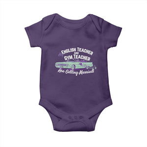 My English Teacher and Gym Teacher Are Getting Married Baby Onesie Vintage Car Wedding Getaway TS02 Purple Print Your Wear