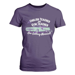 My English Teacher and Gym Teacher Are Getting Married T Shirt For Women Vintage Car Wedding Getaway TS02 Purple Print Your Wear