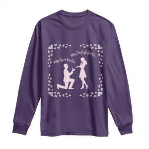 My English Teacher and Gym Teacher Are Getting Married Long Sleeve Shirt She Said Yes Love Story Romance TS02 Purple Print Your Wear