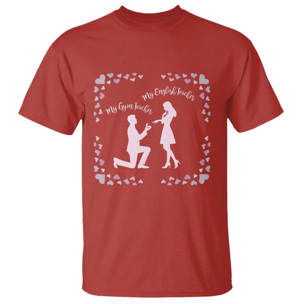 My English Teacher and Gym Teacher Are Getting Married T Shirt She Said Yes Love Story Romance TS02 Red Print Your Wear
