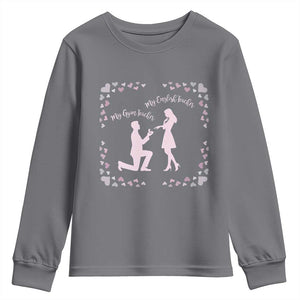 My English Teacher and Gym Teacher Are Getting Married Youth Sweatshirt She Said Yes Love Story Romance TS02 Charcoal Print Your Wear