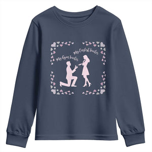 My English Teacher and Gym Teacher Are Getting Married Youth Sweatshirt She Said Yes Love Story Romance TS02 Navy Print Your Wear