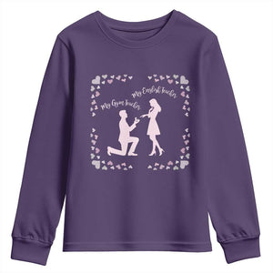 My English Teacher and Gym Teacher Are Getting Married Youth Sweatshirt She Said Yes Love Story Romance TS02 Purple Print Your Wear