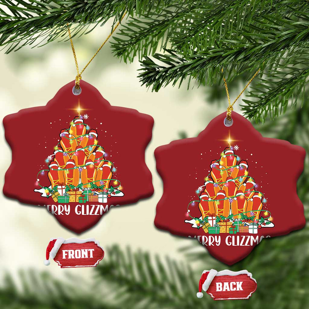 Merry Glizzmas Christmas Ornament Funny Hotdog Christmas Tree TS02 Snow Flake Red Print Your Wear