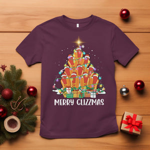 Merry Glizzmas T Shirt Funny Hotdog Christmas Tree TS02 Maroon Printyourwear