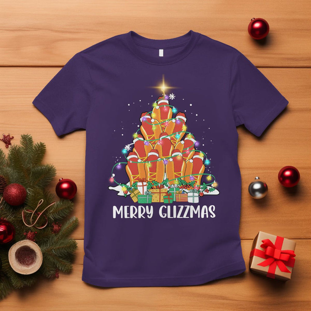 Merry Glizzmas T Shirt Funny Hotdog Christmas Tree TS02 Purple Printyourwear