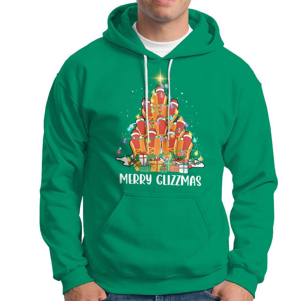 Merry Glizzmas Hoodie Funny Hotdog Christmas Tree TS02 Irish Green Printyourwear