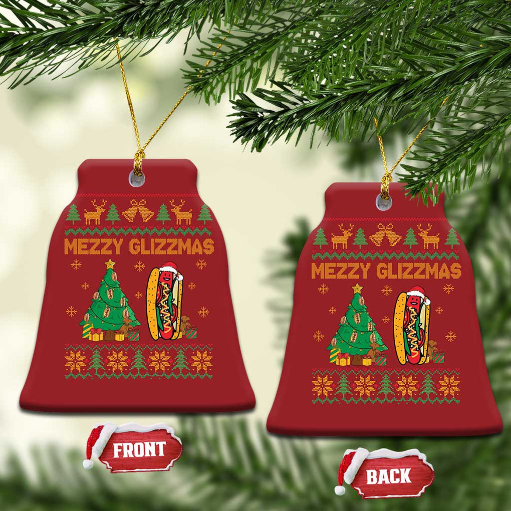 Merry Glizzmas Christmas Ornament Funny Hotdog Xmas Tree Hot Ugly Christmas TS02 Bell Flake Red Print Your Wear