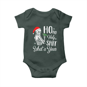 Skeleton Christmas Baby Onesie Ho Ho Holy Shit What A Year Funny Boujee Xmas Vibe TS02 Print Your Wear