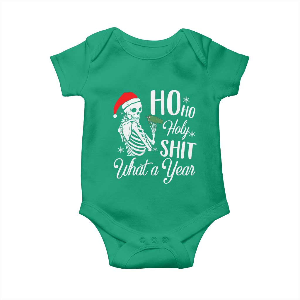 Skeleton Christmas Baby Onesie Ho Ho Holy Shit What A Year Funny Boujee Xmas Vibe TS02 Irish Green Print Your Wear