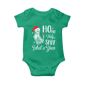 Skeleton Christmas Baby Onesie Ho Ho Holy Shit What A Year Funny Boujee Xmas Vibe TS02 Irish Green Print Your Wear