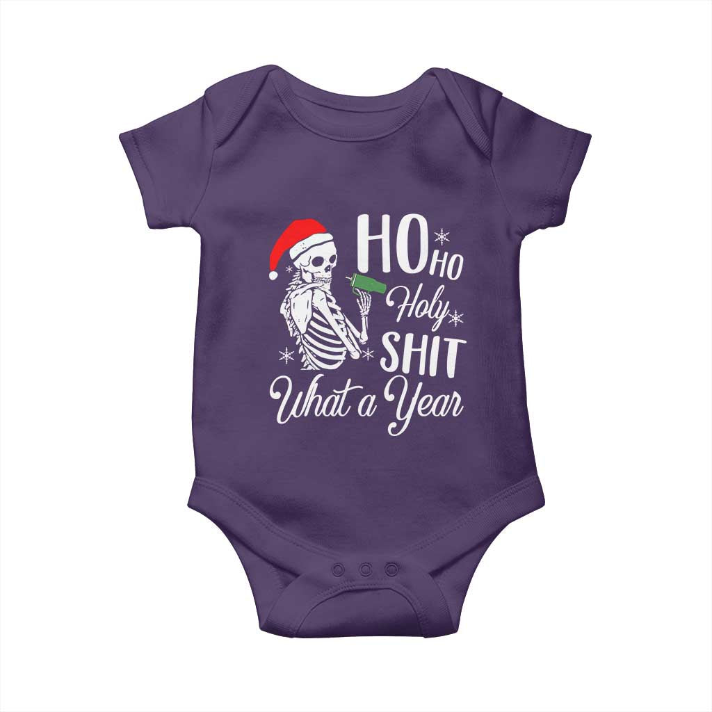 Skeleton Christmas Baby Onesie Ho Ho Holy Shit What A Year Funny Boujee Xmas Vibe TS02 Purple Print Your Wear