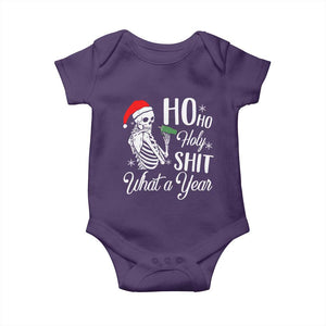 Skeleton Christmas Baby Onesie Ho Ho Holy Shit What A Year Funny Boujee Xmas Vibe TS02 Purple Print Your Wear
