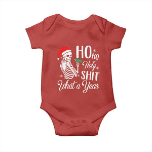 Skeleton Christmas Baby Onesie Ho Ho Holy Shit What A Year Funny Boujee Xmas Vibe TS02 Red Print Your Wear
