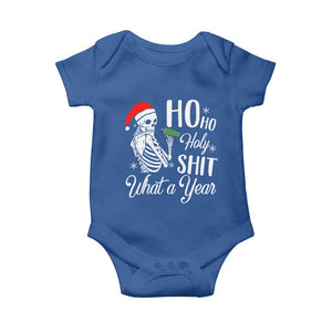 Skeleton Christmas Baby Onesie Ho Ho Holy Shit What A Year Funny Boujee Xmas Vibe TS02 Royal Blue Print Your Wear