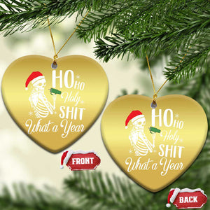 Skeleton Christmas Christmas Ornament Ho Ho Holy Shit What A Year Funny Boujee Xmas Vibe TS02 Heart Gold Print Your Wear