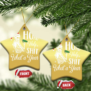 Skeleton Christmas Christmas Ornament Ho Ho Holy Shit What A Year Funny Boujee Xmas Vibe TS02 Star Gold Print Your Wear