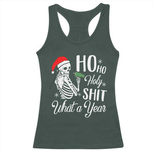 Skeleton Christmas Racerback Tank Top Ho Ho Holy Shit What A Year Funny Boujee Xmas Vibe TS02 Dark Forest Green Print Your Wear