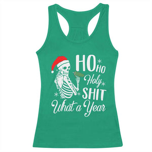 Skeleton Christmas Racerback Tank Top Ho Ho Holy Shit What A Year Funny Boujee Xmas Vibe TS02 Irish Green Print Your Wear