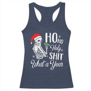 Skeleton Christmas Racerback Tank Top Ho Ho Holy Shit What A Year Funny Boujee Xmas Vibe TS02 Navy Print Your Wear