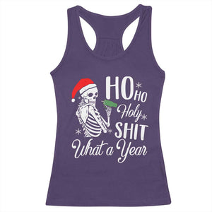 Skeleton Christmas Racerback Tank Top Ho Ho Holy Shit What A Year Funny Boujee Xmas Vibe TS02 Purple Print Your Wear