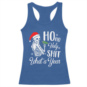 Skeleton Christmas Racerback Tank Top Ho Ho Holy Shit What A Year Funny Boujee Xmas Vibe TS02 Royal Blue Print Your Wear